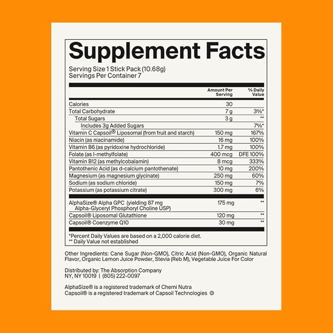 Restore - Electrolyte Powder Packets - Workout Recovery & Hydration Drink Mix with Glutathione, Vitamin C & B Vitamins - Mango Lemonade (28 Sticks)