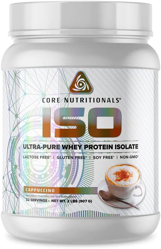 Core Nutritionals ISO, 100% Micro Filtered, Zero Artificial Fillers, 25g Whey Protein Isolate, 32 Servings (Cappucino)