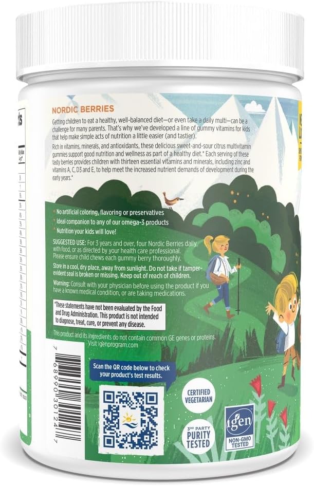 Nordic Naturals Nordic Berries, Citrus - 200 Gummy Berries - Great-Tasting Multivitamin for Ages 2+ - Growth, Development, Optimal Wellness - Non-GMO, Vegetarian - 50 Servings