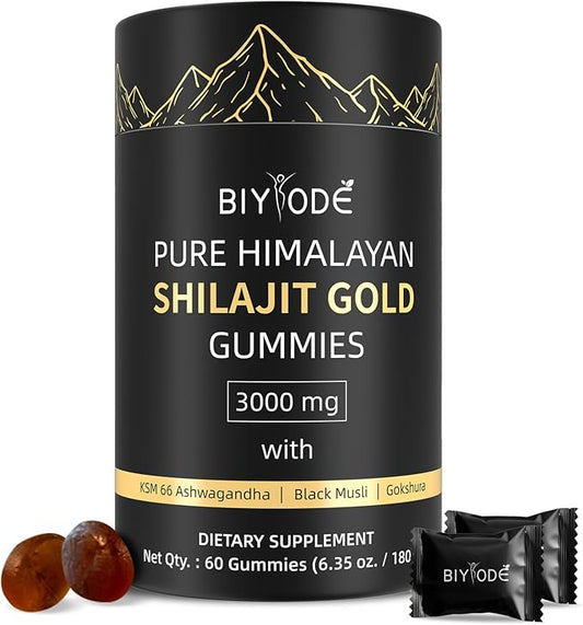 Shilajit Gummies: Pure Shilajit Himalayan Rich in Ashwagandha Gaulshura Fulvic Acid 85 Micronutrients Suitable for Men and Women No Added Sugar Non-GMO 100% Natural Organic 60 Gummies