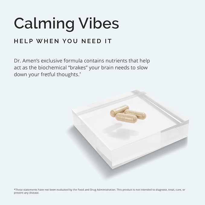 Dr Amen BrainMD GABA Calming Support - 90 Capsules - Promotes Relaxation - Contains Magnesium, Vitamin B6 & Lemon Balm - 90 Servings