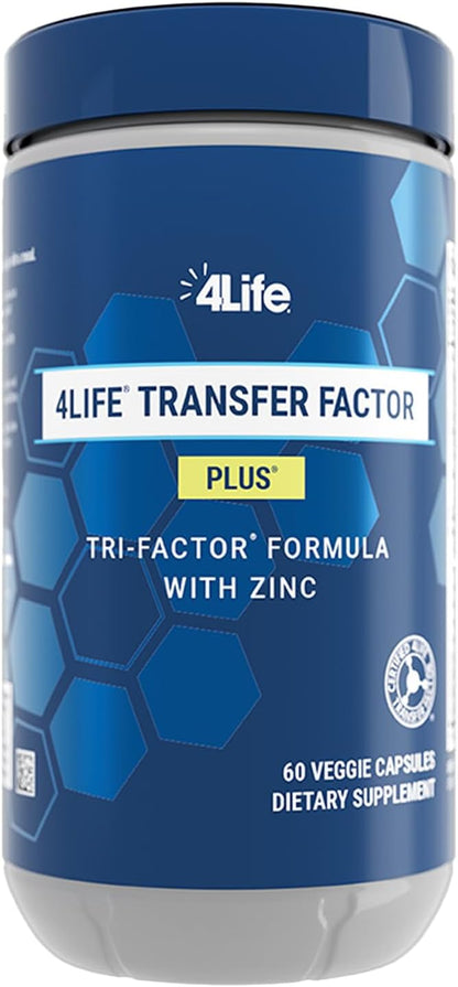 4LIFE TRANSFER FACTOR PLUS Tri-Factor Formula - Immune System Support with Zinc, Super Mushroom Blend (Maitake, Shiitake, Agaricus), and Extracts of Cow Colostrum and Chicken Egg Yolk - 60 Capsules