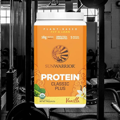 Sunwarrior Vegan Organic Protein Powder Plant-Based | 5 Superfood Quinoa Chia Seed Soy Free Dairy Free Gluten Free Synthetic Free Non-GMO | Vanilla 30 Servings | Classic Plus