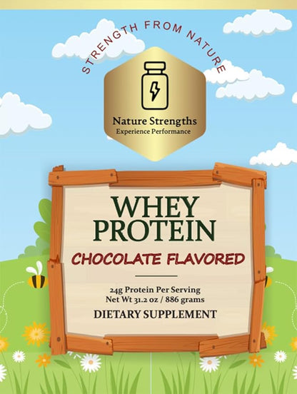 Premium Chocolate Whey Protein - 24g Protein Per Serving - Enhanced Performance Formula with Natural Ingredients - Made in USA - 31.2 oz (886g) - Dietary Supplement