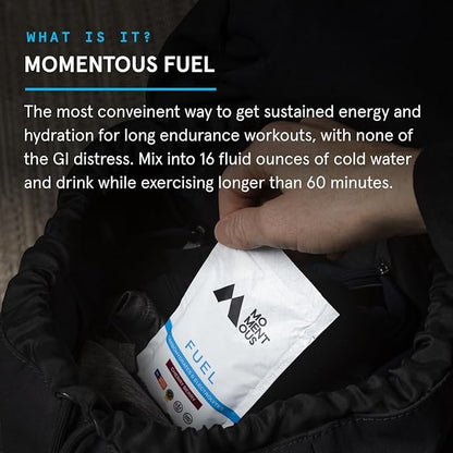 Momentous Fuel Intra-Workout Carbs & Electrolyte Drink Mix - Hydration Powder for Sustained Energy During Workouts - NSF Certified, GMO-Free, Gluten Free - 12 Single Serving Packets, Strawberry Lime