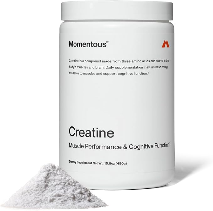 Momentous Creatine Monohydrate Powder - Creapure Creatine Powder Supports Strength, Lean Muscle, & Recovery for Men & Women - 5g Per Serving, 90 Servings