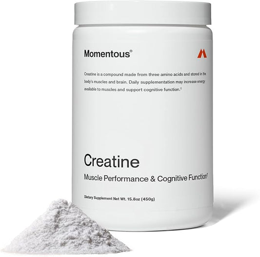 Momentous Creatine Monohydrate Powder - Creapure Creatine Powder Supports Strength, Lean Muscle, & Recovery for Men & Women - 5g Per Serving, 90 Servings