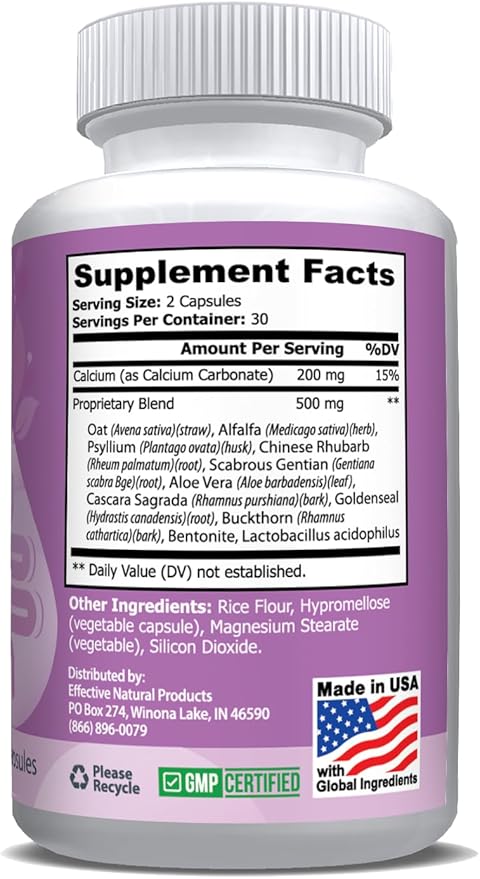 ENP Colon Sweep | 15 Day Colon Cleanse with Psyllium Husk, Cascara Sagrada, and Bentonite, 60ct