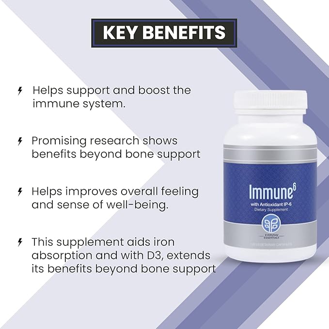 PURE Immune6 120 Capsules - Immune Support Supplement with Antioxidant Inositol Hexaphosphate IP6, Selenium Supplement + Iron with Vitamin C and D3. Boost Immunity with Our Multi Vitamin.