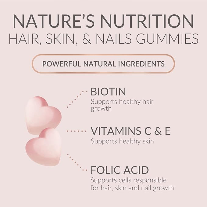 Sugar Free Hair Vitamins Gummies with Biotin 5000 mcg, Vitamin A, B12, C, D, E, Folic Acid, Supports Hair Growth Gummy, Vegetarian Friendly, Supports Strong Beautiful Hair and Nails - 60 Gummies