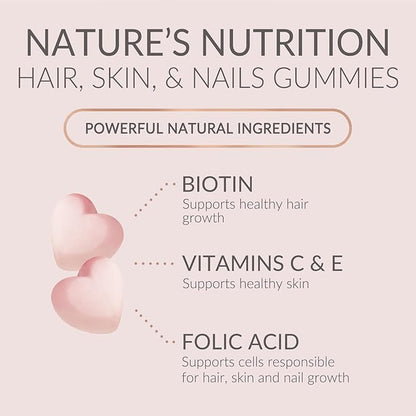 Sugar Free Hair Vitamins Gummies with Biotin 5000 mcg, Vitamin A, B12, C, D, E, Folic Acid, Supports Hair Growth Gummy, Vegetarian Friendly, Supports Strong Beautiful Hair and Nails - 60 Gummies