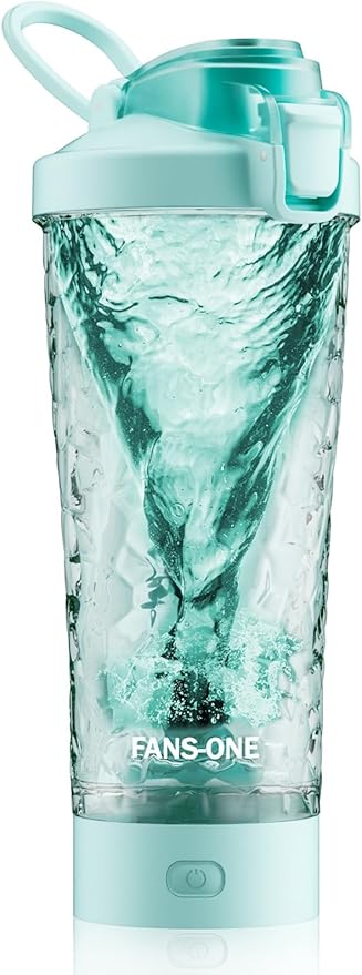 Electric Shaker Bottle, 24oz Lockable Electric Blender Cup, Tritan USB Rechargeable Protein Shake Mixer, Portable Blender Shaker Cups for Protein Shakes, Water Blue