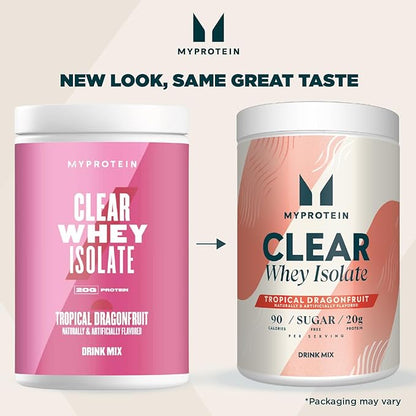 Myprotein Clear Whey Isolate Protein Powder, 1.1 Lb (20 Servings) Tropical Dragonfruit, 20g Protein per Serving, Naturally Flavored Drink Mix