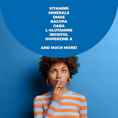 Nootropics Brain Support Supplement - Nootropic Brain Booster for Improved Focus, Concentration & Memory. Brain Nootropic for Brain Health, Mood & Energy Support. Non-GMO. Made in the USA. 60 Capsules