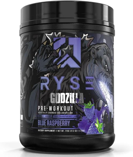 Ryse Noel Deyzel x Godzilla Pre Workout | Intense Pumps, Energy, & Focus | Citrulline & Beta Alanine | 400mg Total Caffeine | 40 Servings (Blue Raspberry)