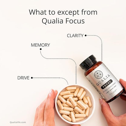 Qualia Focus Brain Booster Supplement | A Powerful Nootropic Designed to Deliver Sustained Mental Energy, Alertness, Concentration & Memory | with Ginkgo Biloba, L-Theanine Plus (Pack of 3)