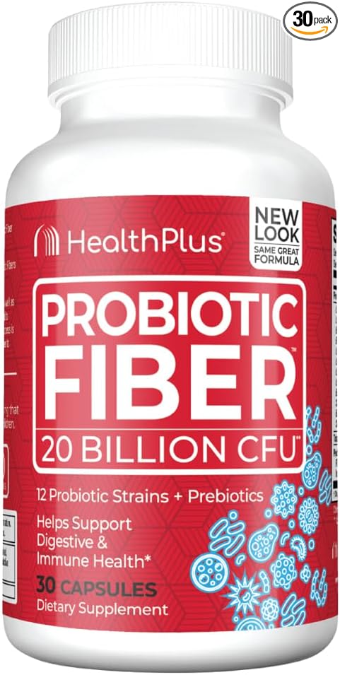 Health Plus Probiotic Fiber - Dietary Supplement, Detox, 30 Capsules, 30 Servings