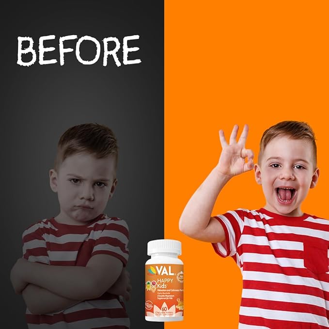 Chewable Magnesium for Kids, Relaxation and Calm Formula, Glycinate, Citrate, Taurate, Vitamin B6, D, C, Natural Pineapple Orange Guava Flavor, Sugar Free, Gluten Free, Non-GMO, 60 Chewable Tablets