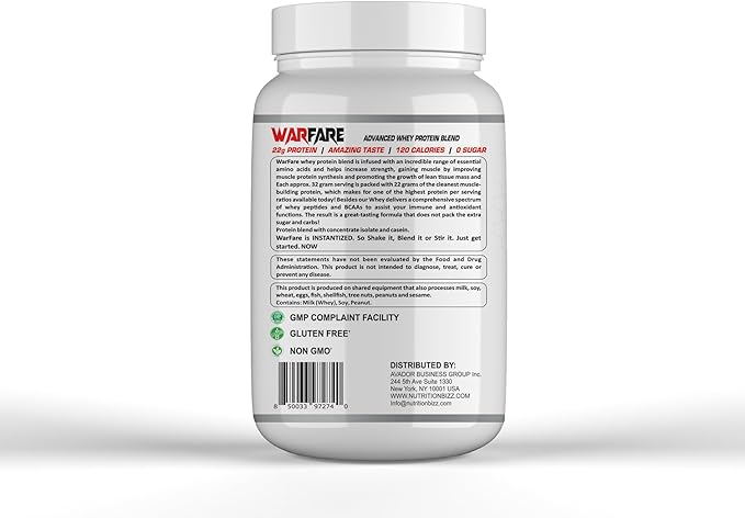 Warfare 2 lbs Advanced Whey Protein Blend 22g Protein per Serving Amazing Flavors (2 lbs, Chocolate Peanut Butter)