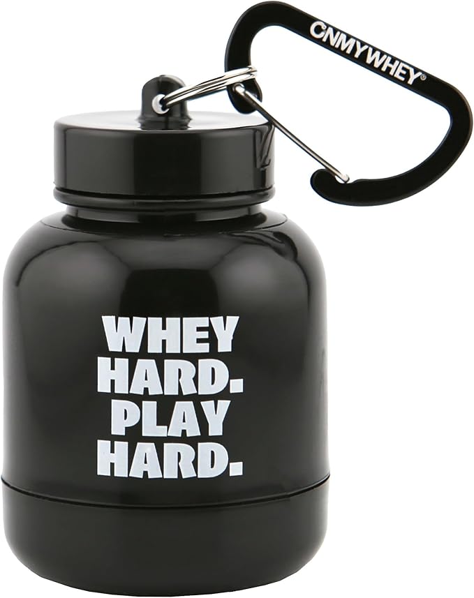 Protein Powder & Supplement Funnel Keychain, Portable To-Go Container for The Gym, Workouts, Fitness, & Travel - TSA Approved, Whey Hard Play Hard