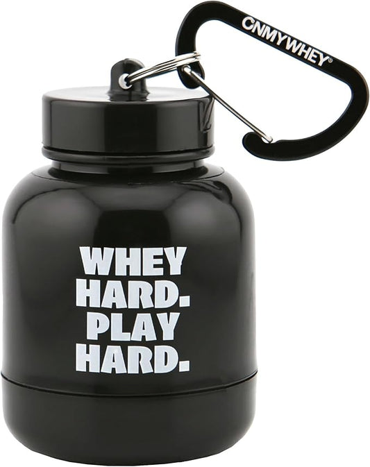Protein Powder & Supplement Funnel Keychain, Portable To-Go Container for The Gym, Workouts, Fitness, & Travel - TSA Approved, Whey Hard Play Hard