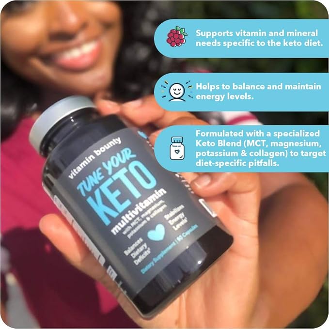 Vitamin Bounty Tune Your Keto Multivitamin – Keto-Specific Nutritional Support with Magnesium, Potassium, and MCT for Energy, Cramp Relief, and Nutrient Optimization - 90 Capsules