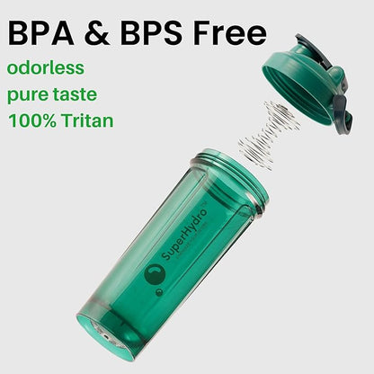 Super Hydro Protein Shaker Bottle [3 PACK] - 28 Oz. BPA-Free, Non-Toxic, Durable, Leak Proof, Eco-Tritan, Best for Travel, Sports, Gym Fitness for Men & Women (Midnight Blue, Moss Marvel, Shadow Mist)