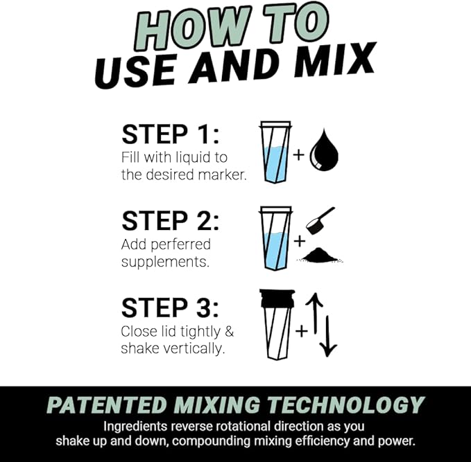 HELIMIX 1.5 Vortex Blender Shaker Bottle Holds Upto 20oz | No Blending Ball or Whisk | USA Made | Portable Pre Workout Whey Protein Drink Shaker Cup | Mixes Cocktails Smoothies Shakes | Top Rack Safe