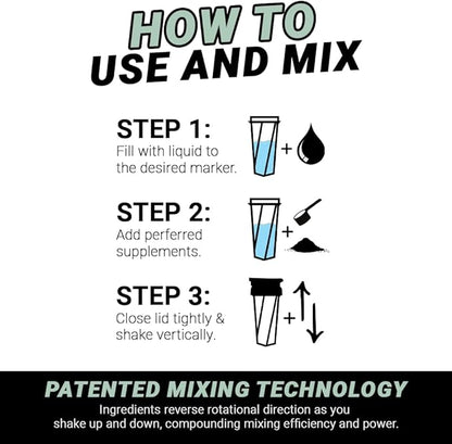 HELIMIX 1.5 Vortex Blender Shaker Bottle Holds Upto 20oz | No Blending Ball or Whisk | USA Made | Portable Pre Workout Whey Protein Drink Shaker Cup | Mixes Cocktails Smoothies Shakes | Top Rack Safe