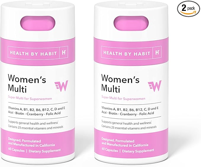 Health by Habit Womens Multi Supplement 2 Pack (120 Capsules) - 23 Essential Vitamins and Minerals, Supports General Health & Wellness, Non-GMO, Sugar Free (2 Pack)
