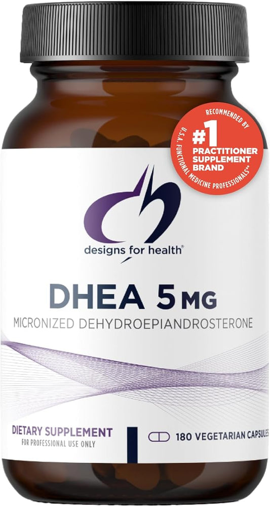 Designs for Health DHEA 5mg - DHEA Supplement for Men + Women - Supplement to Help Support Healthy Aging, Muscle Integrity, Energy + Hormonal Synthesis - Non-GMO (180 Capsules)