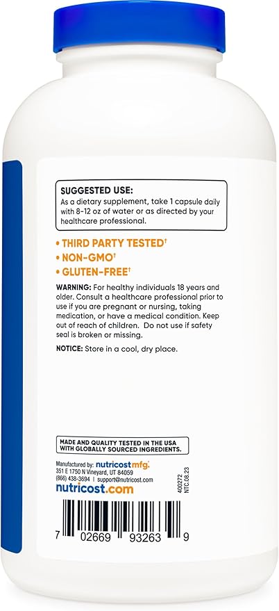 Nutricost Taurine 1000mg; 400 Capsules (3 Bottles)