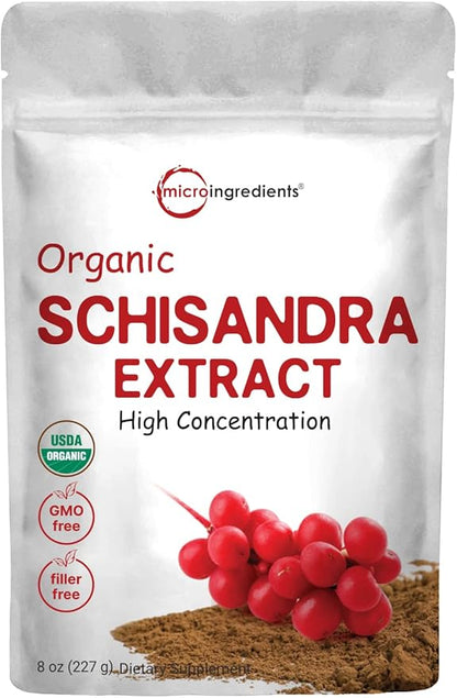 Organic Schisandra Extract Powder, 8 Ounce, Traditional Adaptogen and Filler Free, Pure Schisandra Supplement, Supports Liver Detox and Cognitive Health, No GMOs