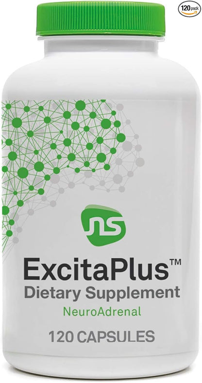 NeuroScience ExcitaPlus - Extra Strength L-Tyrosine & Rhodiola Supplement for Energy and Adrenal Health Support - Helps Reduce Tiredness and Fatigue (120 Capsules / 2 Month Supply)