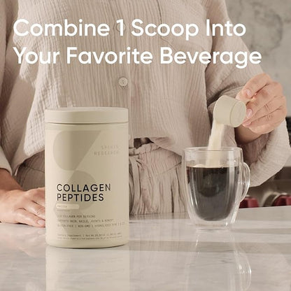 Sports Research Collagen Peptides - Hydrolyzed Type 1 & 3 Collagen Powder Protein Supplement for Healthy Skin, Nails, & Joints - Easy Mixing Vital Nutrients & Proteins, Collagen for Women & Men