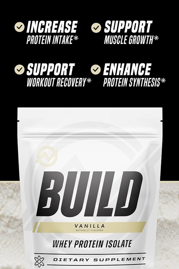 Outwork Nutrition Build Whey Protein Isolate Powder - Low Lactose, Gluten-Free Protein Powder for Muscle Growth & Workout Recovery, Backed by Science, Vanilla, 1.6lbs