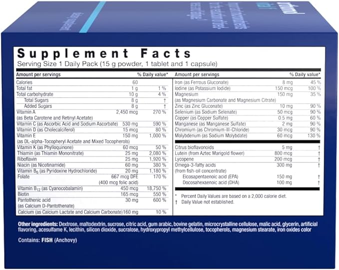 Orthomol Vital F Powder & Tablet Packet, Women's Multivitamin, 30-Day Supply, Vitamins A, B, C, D, E, K, Calcium, Iodine, Omega-3…