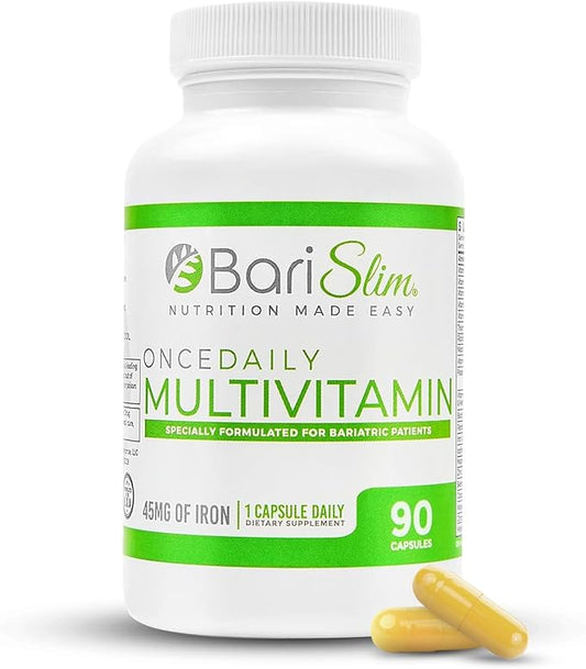 BariSlim Once Daily Bariatric Multivitamin Capsule - 45mg of Iron - Bariatric Vitamin & Supplement for Post Bariatric Surgery Including Gastric Bypass & Gastric Sleeve | 90 Day Supply