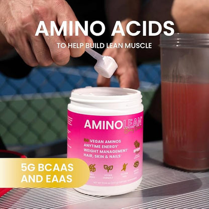 RSP NUTRITION AminoLean Pre Workout, Clean Energy with No Jitters, Tingles or Crash, Vegan Friendly with Added Biotin for Hair, Skin, Nails, Berry Elixir, 30 Servings