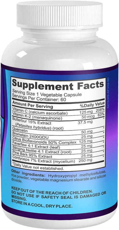 Respiratory-MAX (2-Month Supply) Respiratory Supplements with 10 Active Ingredients - Lung Health Cleanse Detox - Respiratory Support Supplement - Easy to Swallow - 60 Capsules