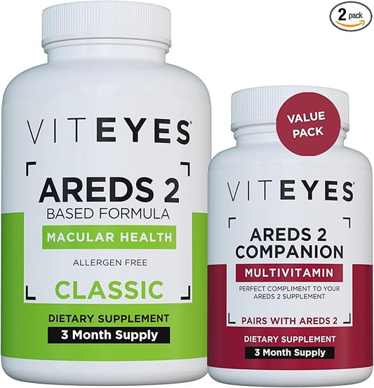 Viteyes AREDS 2 Capsules and Viteyes Multivitamin AREDS 2 Companion, Single Daily Dose Eye Vitamins, 3 Month Supply