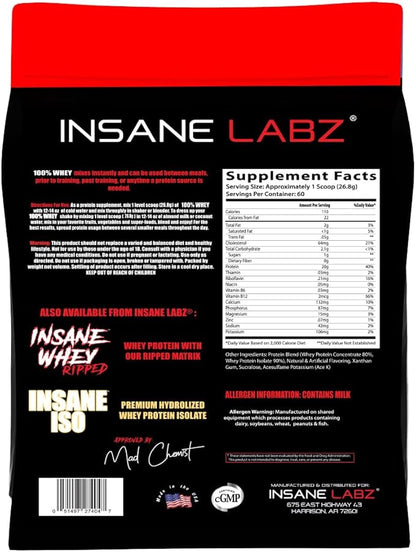 Insane Labz 100% Whey Protein (60 Servings, Vanilla)