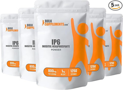 BulkSupplements.com IP6 Powder - Inositol Hexaphosphate, IP6 Supplement - Inositol Supplement for Immune Support, Gluten Free, 800mg per Serving, 5kg (11 lbs) (Pack of 5)