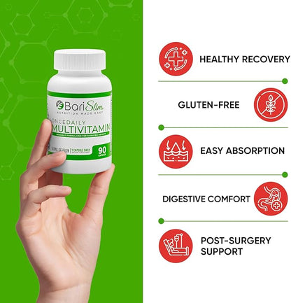 BariSlim Once Daily Bariatric Multivitamin Capsule - 60mg of Iron - Bariatric Vitamin & Supplement for Post Bariatric Surgery Including Gastric Bypass & Gastric Sleeve | 90 Day Supply