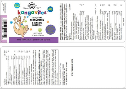 Solgar Kangavites, Bouncin’ Berry Flavor - 120 Chewable Tablets - Complete Multivitamin & Mineral Formula for Children - Vegan, Gluten Free
