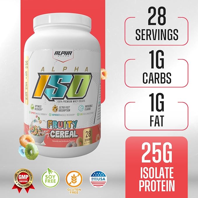 ISO, Low Carb 100% Whey Protein Isolate Powder, 25 Grams Per Serving, Helps Support Muscle Growth, Low Sugar and Gluten Free (Fruity Cereal, 2 lb)