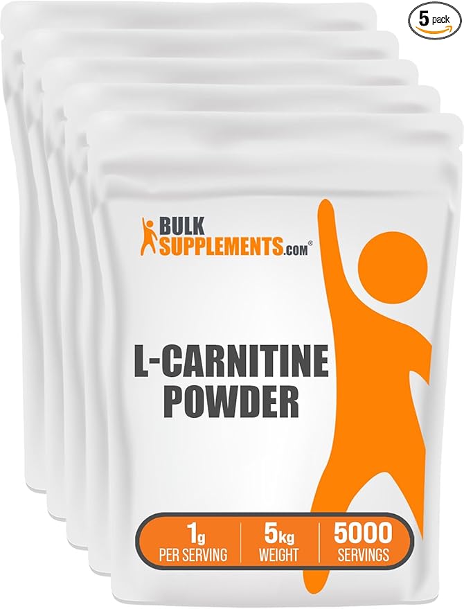 BulkSupplements.com L-Carnitine Powder - Carnitine Supplement, L Carnitine 1000mg, Carnitine Powder - Amino Acid Supplement, Gluten Free, 1g per Serving, 5kg (11 lbs) (Pack of 5)