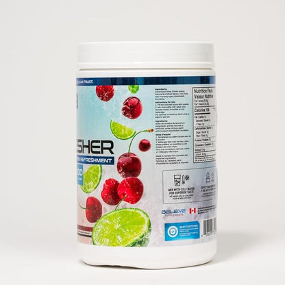 Protein Refresher (25 Servings) - Revolutionary Juice-Type Whey Protein Powder for Fitness, Bodybuilding, Gym, or for Bigger Protein Intake (25 Scoops, Cherry Lime)