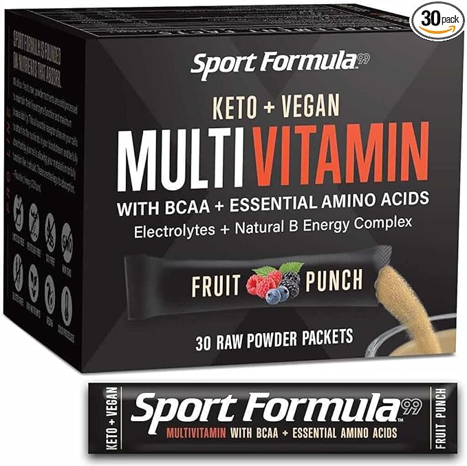 Liquid Multivitamin Drink Mix Vitamin Powder BCAA Won't Upset Your Stomach Daily Keto MultiVitamin for Men and Women Amino Acid Powder Fruit Punch Packet Multivitamin Powder Electrolytes