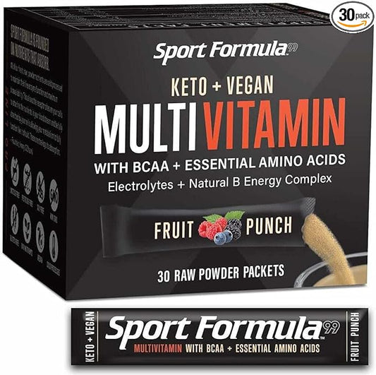 Liquid Multivitamin Drink Mix Vitamin Powder BCAA Won't Upset Your Stomach Daily Keto MultiVitamin for Men and Women Amino Acid Powder Fruit Punch Packet Multivitamin Powder Electrolytes